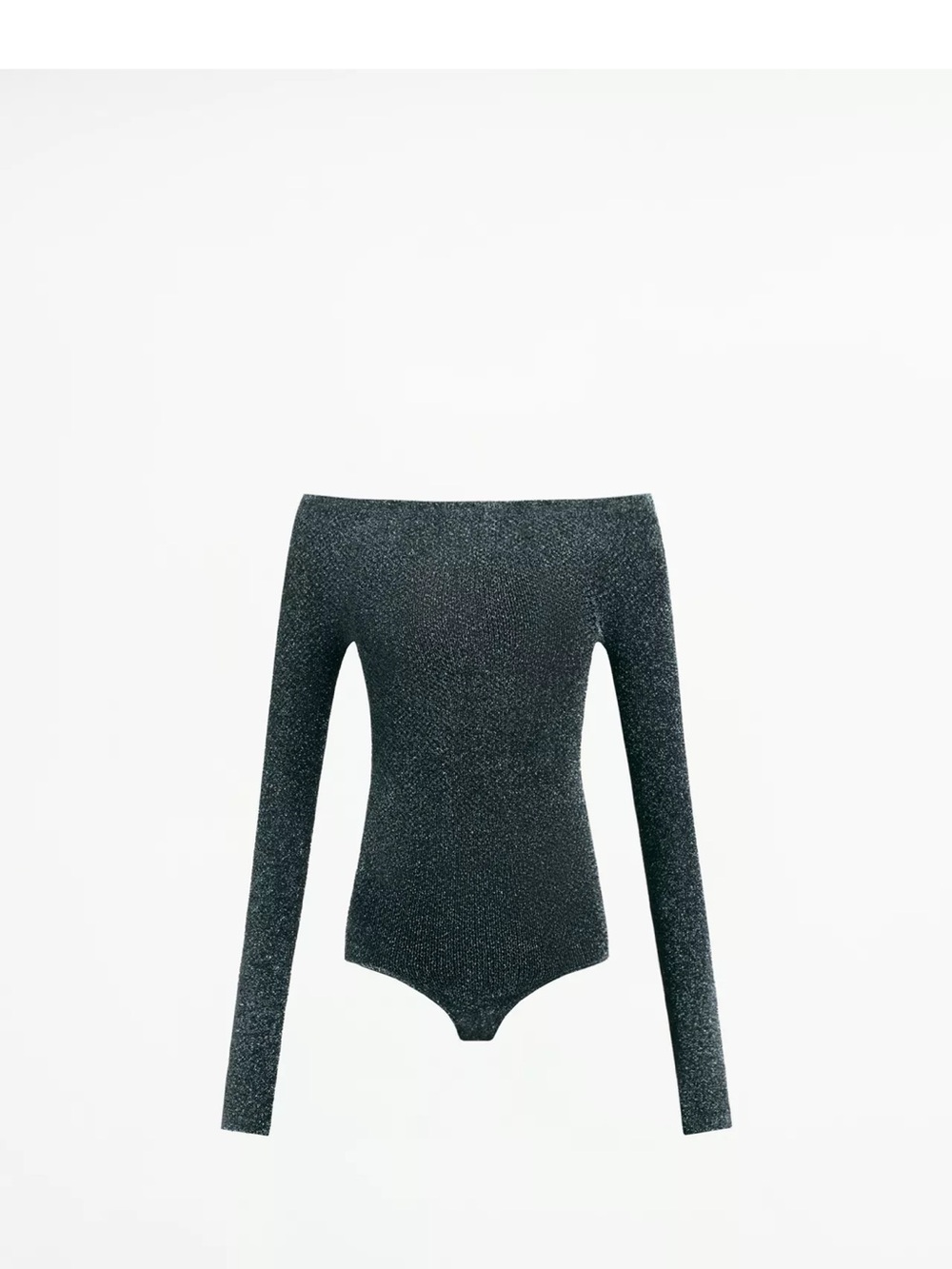 Zara Glitter Knit Long Sleeve Top in Silver
